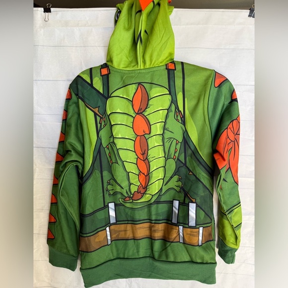 Fortnite Hoodie Boys M Green Dino Rex Costume Full Zip Cosplay Gamer Sweatshirt - Picture 3 of 15